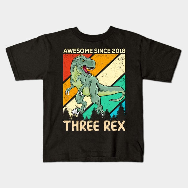 Awesome Since 2018 Dinosaur Present Kids T-Shirt by reginaturner